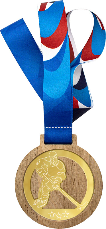 3658-016 Медаль с лентой Хоккей 3658-016